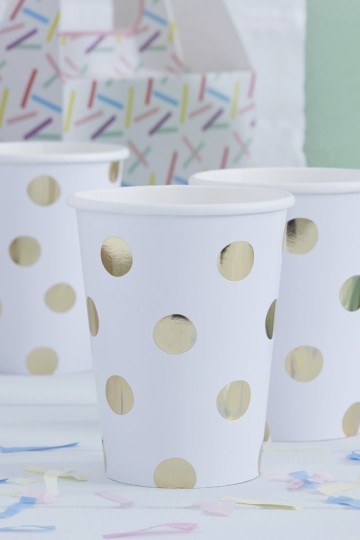GOLD FOILED POLKA DOT PAPER CUPS