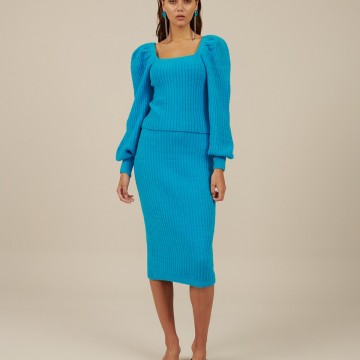 Milkwhite knit pencil skirt (blue)