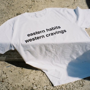 Eastern habits, western cravings t-shirt (white)