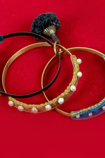 Nefeli Karyofilli Triple bracelet (in blues and brown)