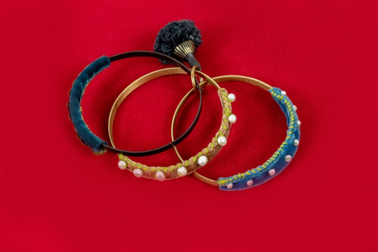Nefeli Karyofilli Triple bracelet (in blues and brown)