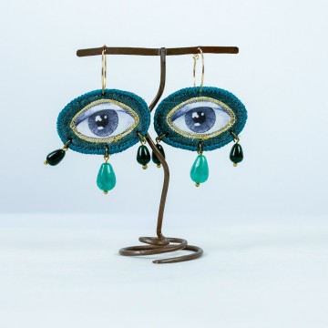 Nefeli Karyofilli Green eye earrings