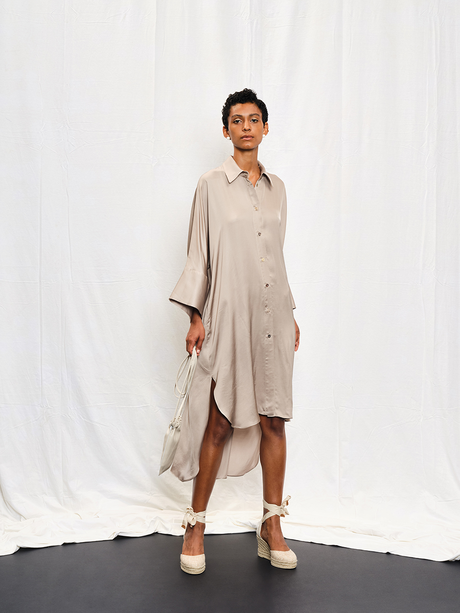 Ioanna Kourbela Smooth Elegance Shirt-Dress (Argento Grey) – Abalishop