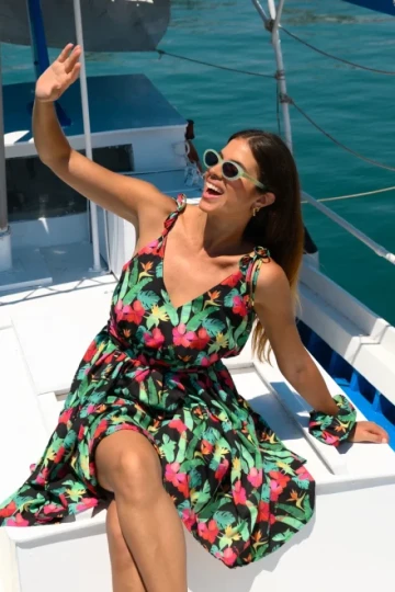 So Bohemian Tania Mini Dress (Black Hibiscus)