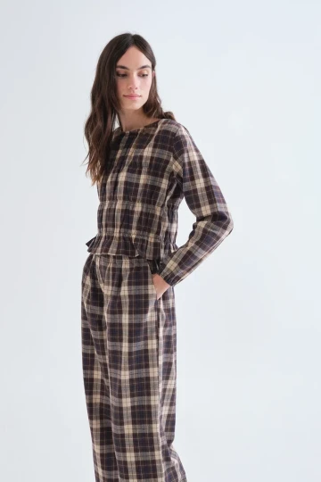 Compania Fantastica Brown Check Top