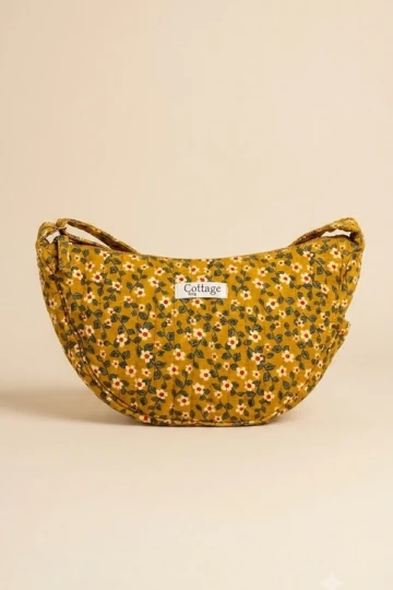 Crescent Crossbody Bag Floral (Yellow)