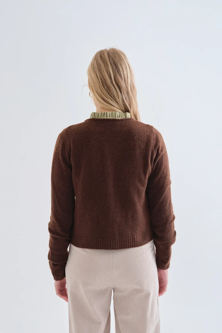 Compania Fantastica Brown Cardigan With Red Heart Buttons - Image 2