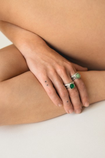 Nasilia Double Square Stone Ring (Green)