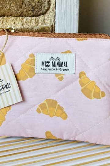 Miss Minimal Pink Croissants Mini Zipper Pouch