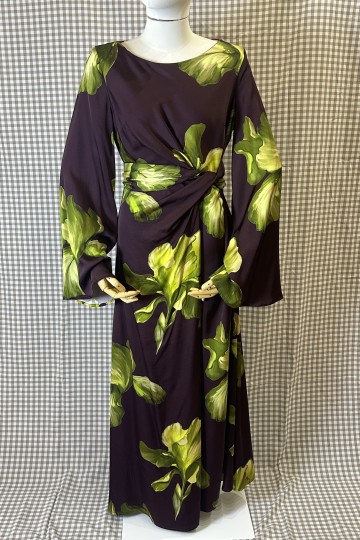 Moutaki Longsleeve Wrap With Flower Long Dress