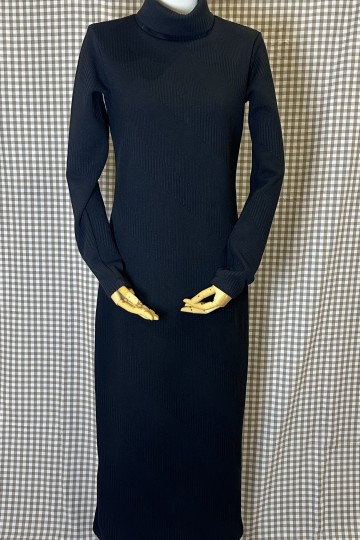 Moutaki Knitted High Neck Long Dress (Black)
