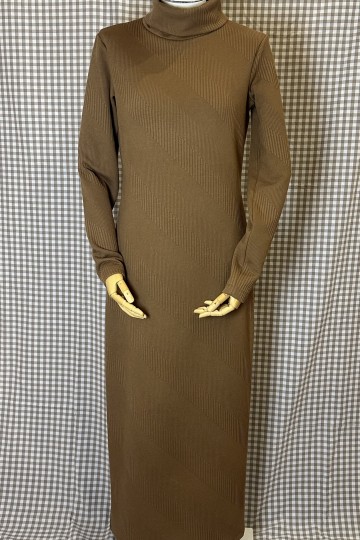Moutaki Knitted High Neck Long Dress (Camel)