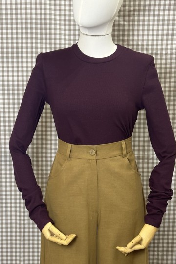 Moutaki Longsleeve Rib Top (Burgundy)