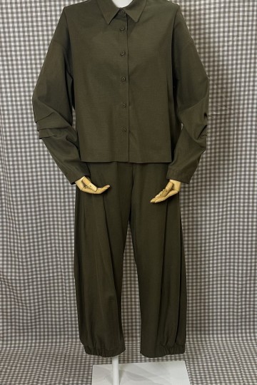 Moutaki Elastic High Waist Ballon Pants (Khaki)