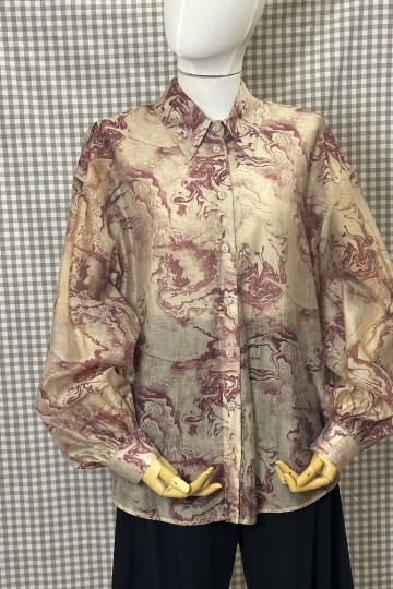 Moutaki Printed Longsleeve Oversize Shirt (Beige)