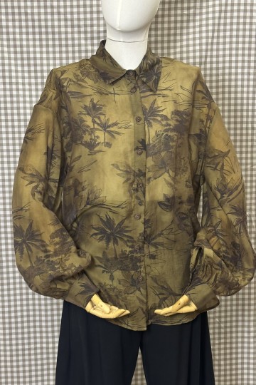 Moutaki Printed Longsleeve Oversize Shirt (Brown)