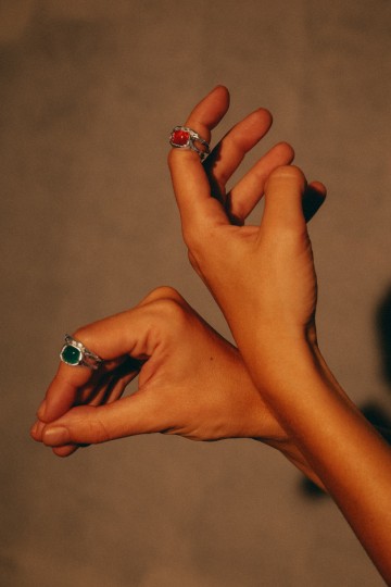 Nasilia Double Square Stone Ring (Red)