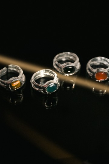 Nasilia Double Square Stone Ring (Black)
