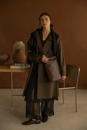 Monk & Anna Naomi Cross Body Shopper (Dark Wood)