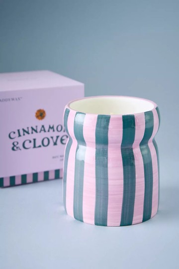 Paddywax Cabana Cinnamon & Clove Striped Ceramic Candle