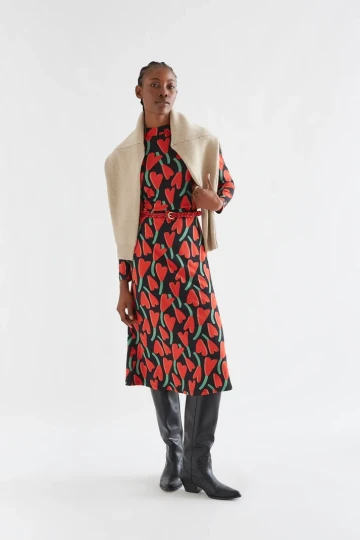 Compania Fantastica Cuclamen Print Midi Dress