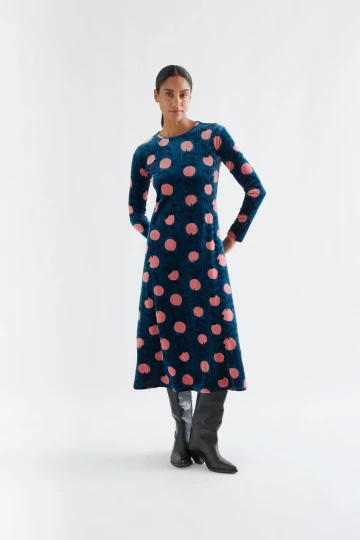 Compania Fantastica Lychee Print Velvet Midi Dress