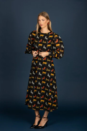 Chaton Clothing Clemence Chiffon Dress (Black)