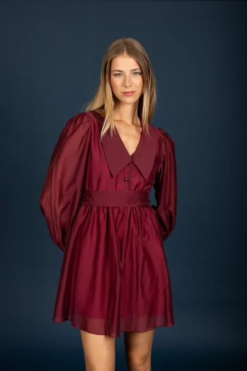 Chaton Clothing Gary Chiffon Dress (Wine)