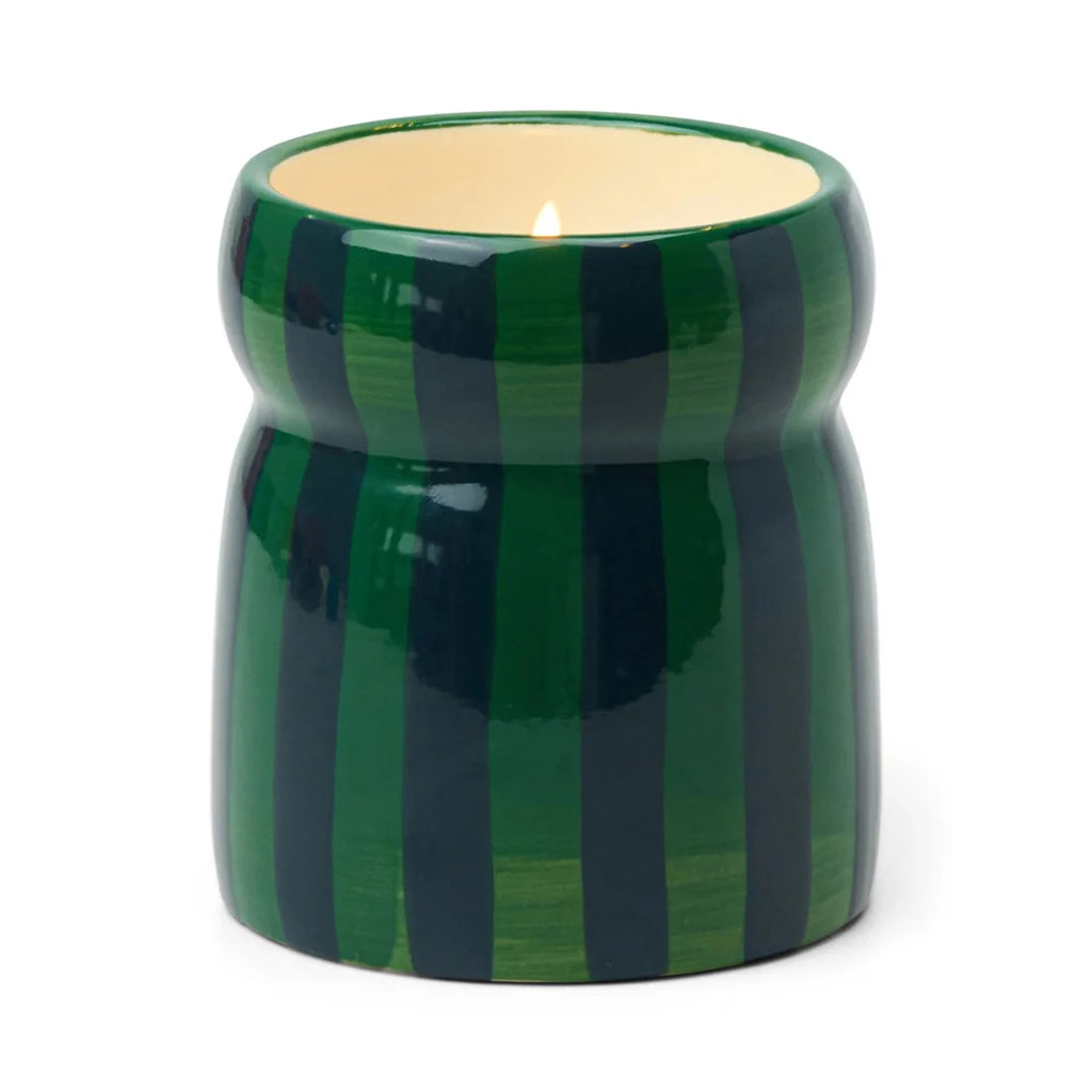 Paddywax Balsam Fir Cabana Green Striped Ceramic Candle - Image 2