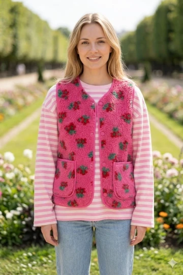 Patterned Faux-Fur Vest