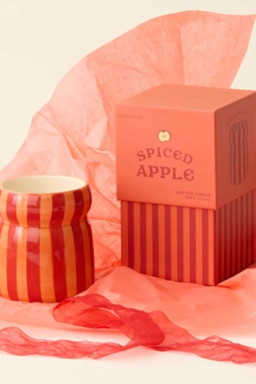 Paddywax Cabana Spiced Apple Striped Ceramic Candle