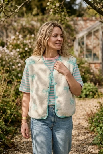 Patterned Faux-Fur Vest