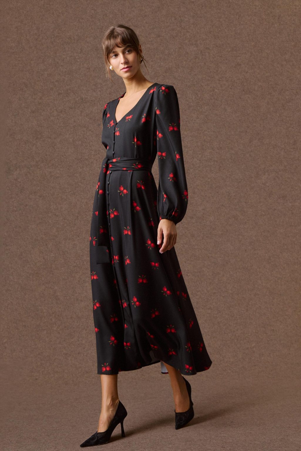 Mamoush Klelia Pomegranate Print Shirt Dress (Black) - Image 3