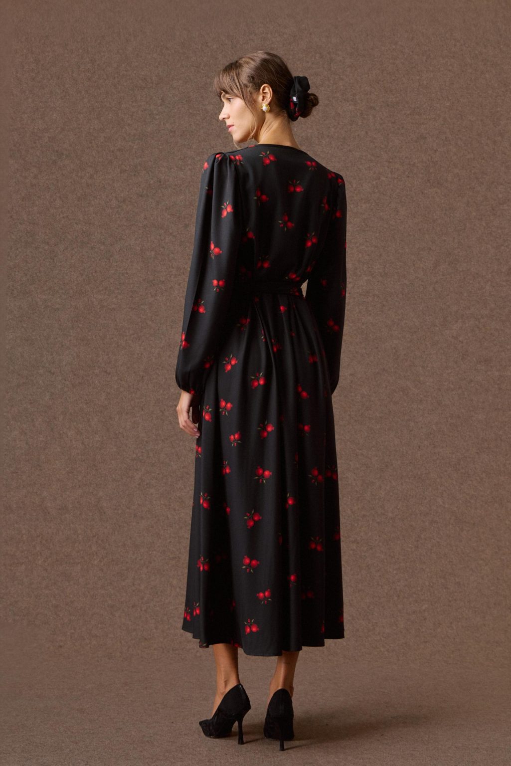 Mamoush Klelia Pomegranate Print Shirt Dress (Black) - Image 4